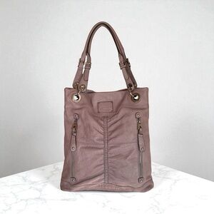 B.Makowsky Gray Leather Shoulder Bag